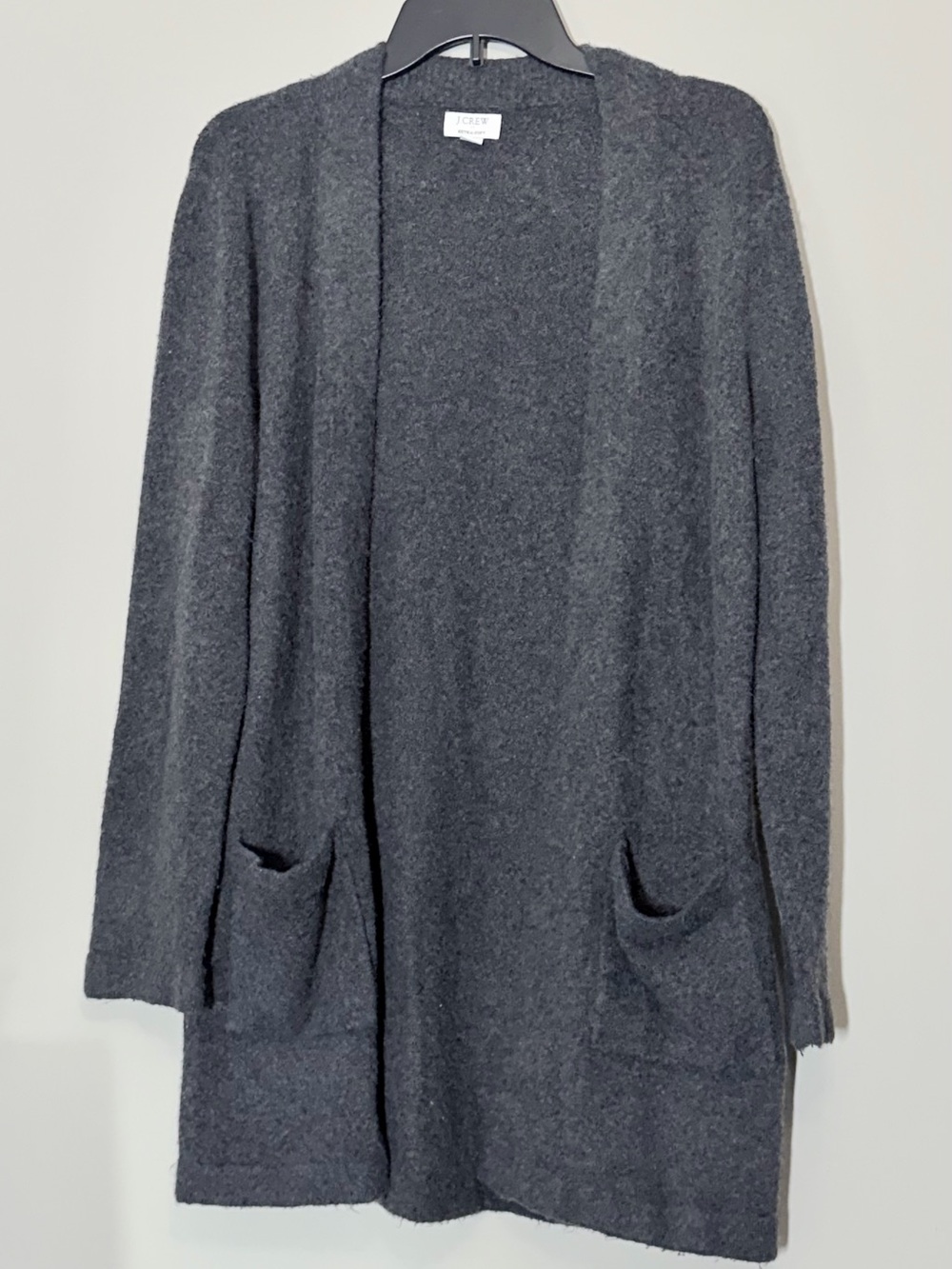 J.Crew Extra-Soft Charcoal Gray Long Open Cardigan Sweater Size Medium
